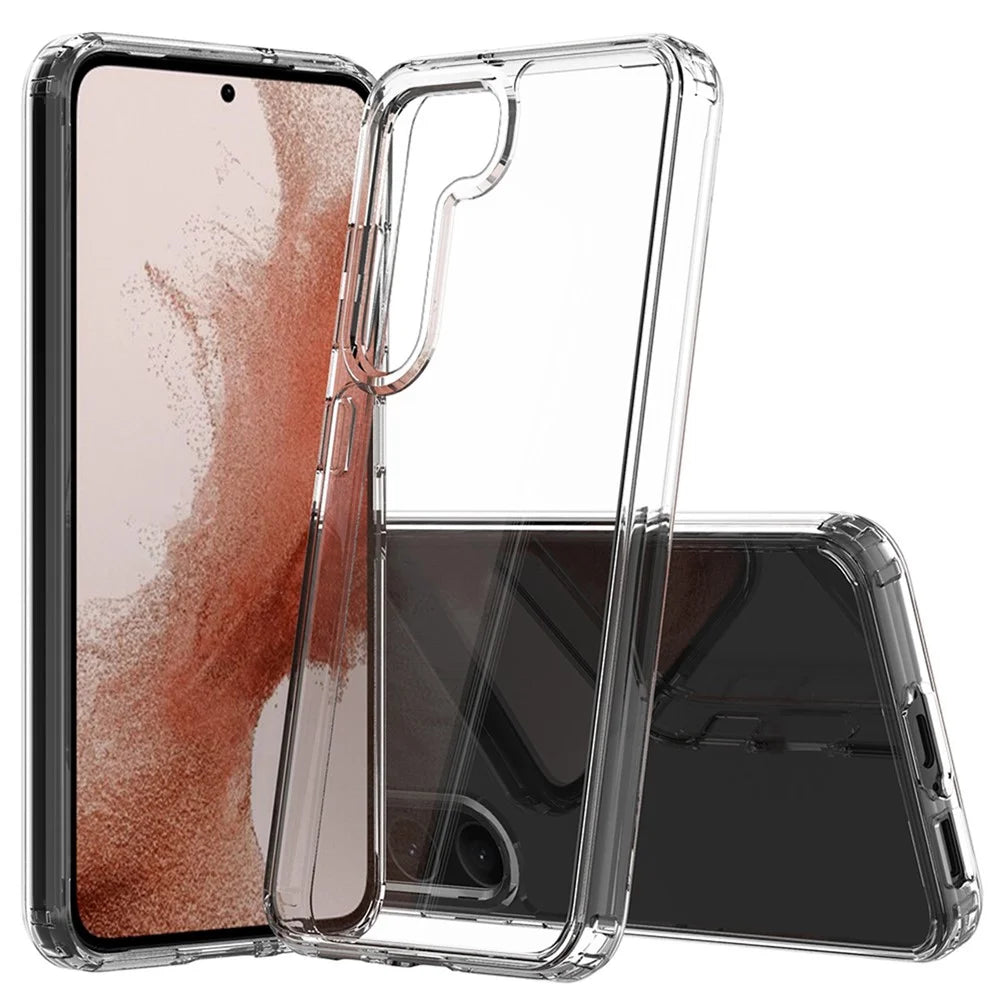 For Samsung Galaxy S23 Hard Acrylic Soft TPU Frame Scratch Resistant Phone Case Crystal Clear Back Cover - 1