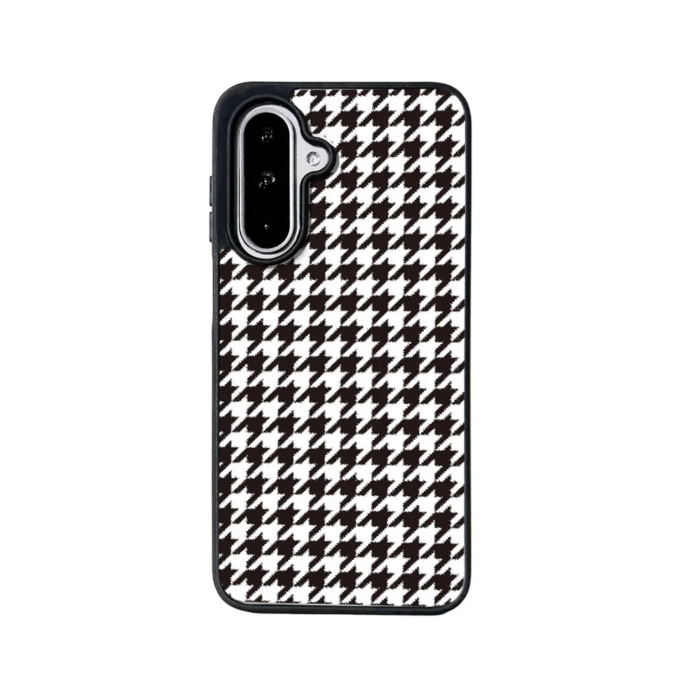 EYCASE For Samsung Galaxy A25 5G (Global) (161mm) Magnetic Case  Grid Series Black Edge TPU + Acrylic Cover - Black White Houndstooth - 1