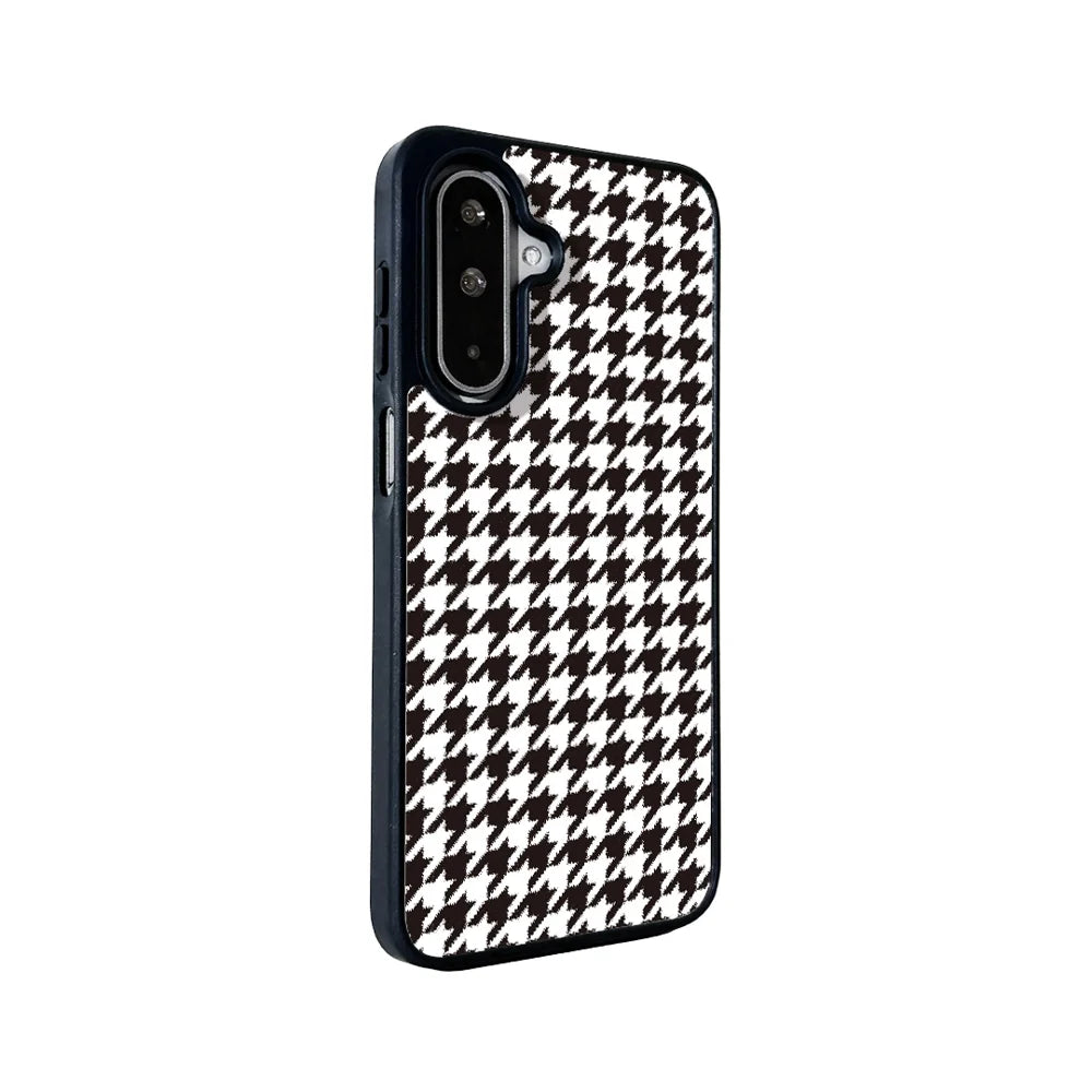 EYCASE For Samsung Galaxy A25 5G (Global) (161mm) Magnetic Case  Grid Series Black Edge TPU + Acrylic Cover - Black White Houndstooth - 2