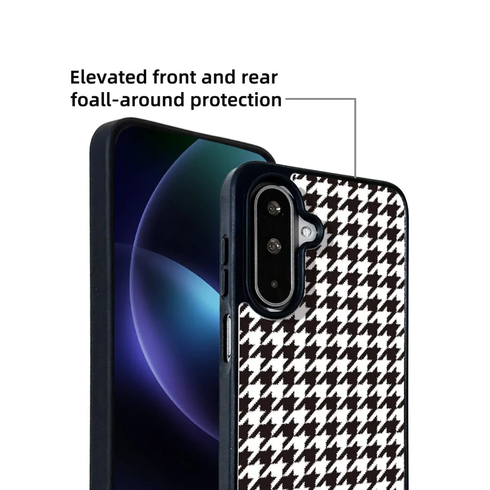 EYCASE For Samsung Galaxy A25 5G (Global) (161mm) Magnetic Case  Grid Series Black Edge TPU + Acrylic Cover - Black White Houndstooth - 5