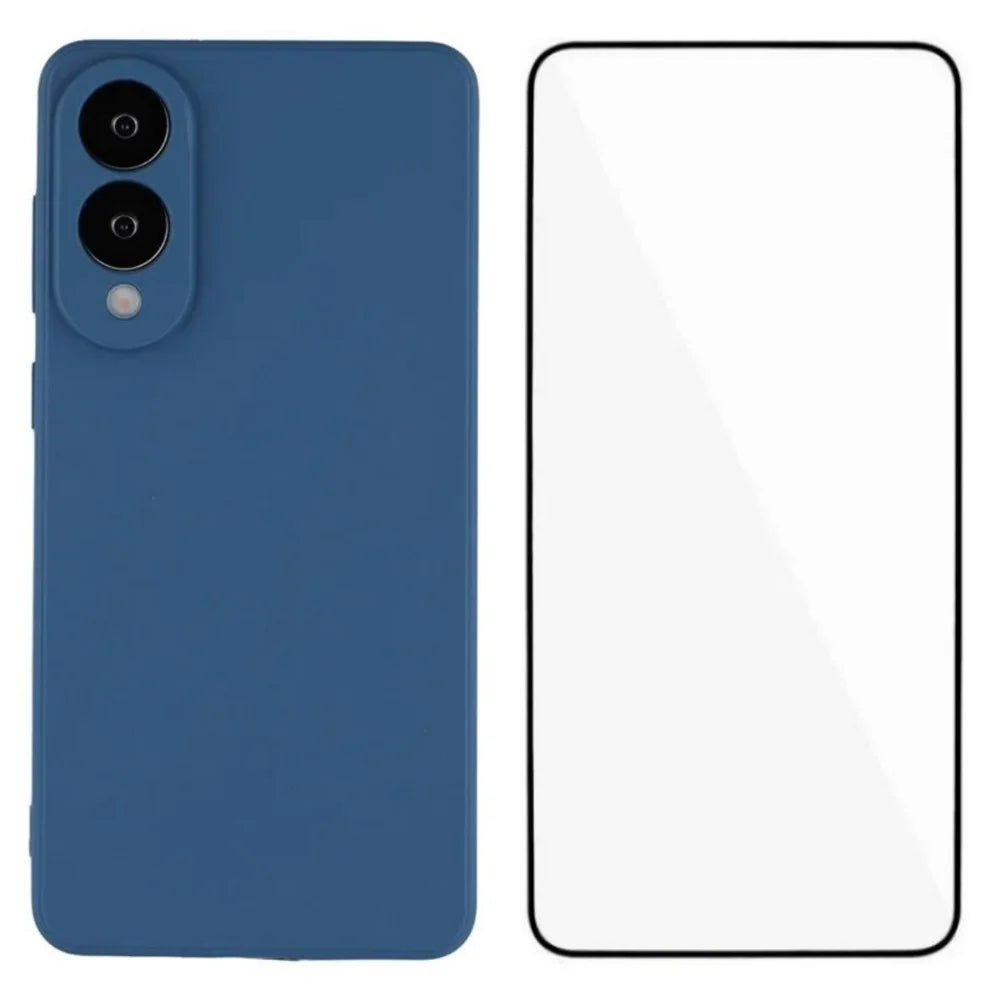 WANLONFENG For Samsung Galaxy S25 Edge Case  ZB Series Precise Cutouts Straight Edge TPU Phone Cover with Tempered Glass Film - Sapphire - 1