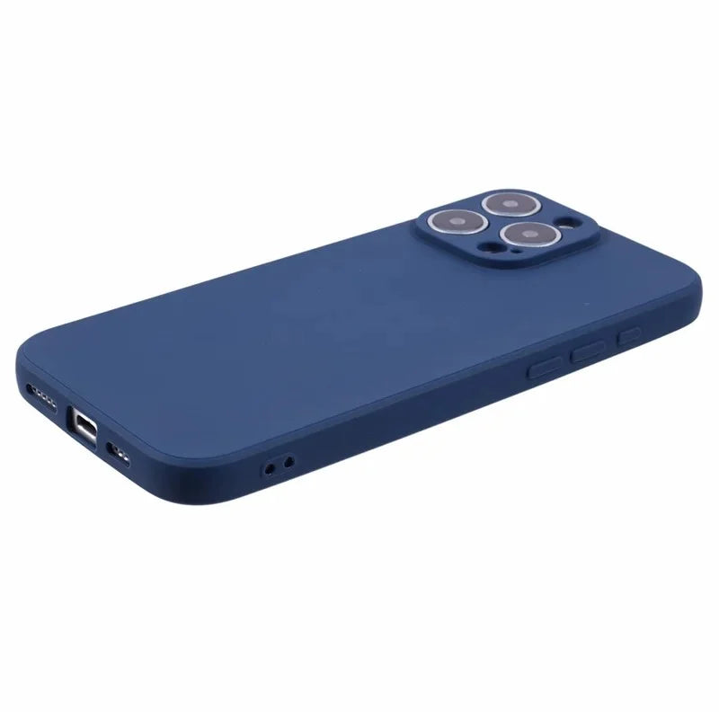 WANLONFENG For iPhone 16 Pro Case  ZB Series Precise Cutouts Straight Edge TPU Phone Cover with Tempered Glass Film - Sapphire - 6