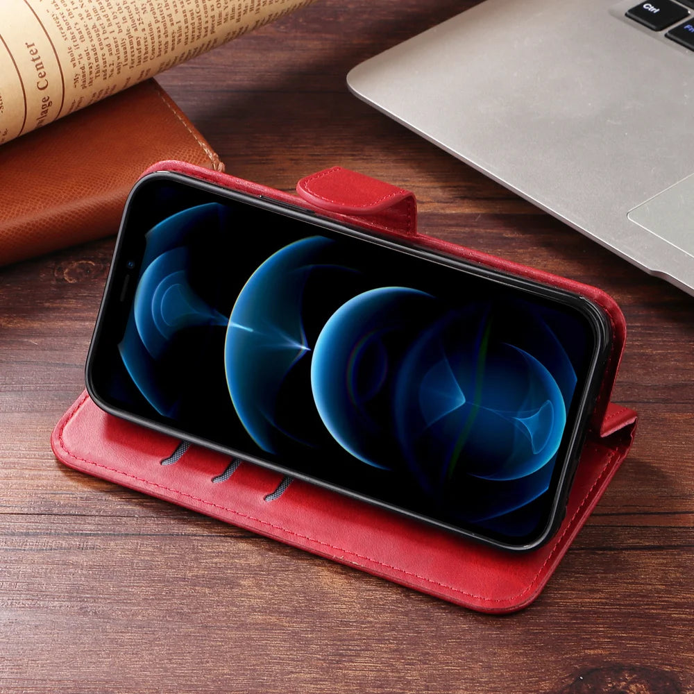 For Samsung Galaxy A37 5G PU Leather Cases with Zipper Pocket Wallet Phone Cover Stand - Red - 4