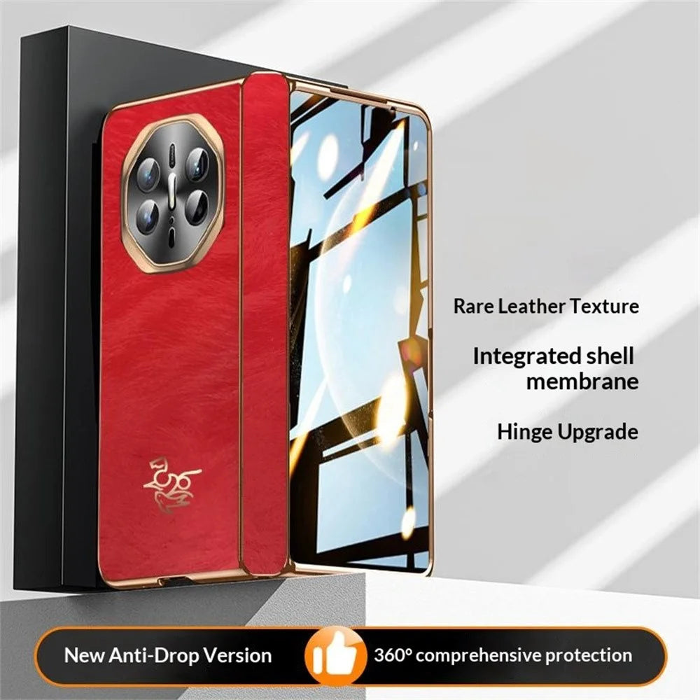 For Huawei Mate X6 Case Horse Pattern Hinge Protection Hard PC Phone Cover with Front Screen Protector - 3