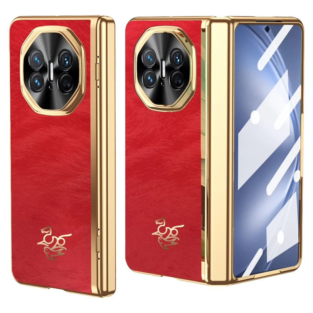 For Huawei Mate X5 Case Horse Pattern Hinge Protection Hard PC Phone Cover with Front Screen Protector - 1