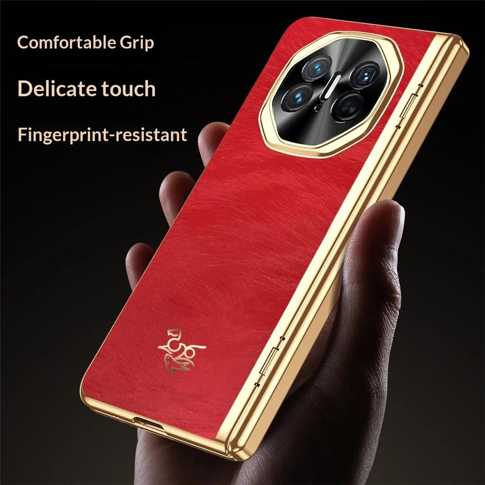 For Huawei Mate X5 Case Horse Pattern Hinge Protection Hard PC Phone Cover with Front Screen Protector - 4
