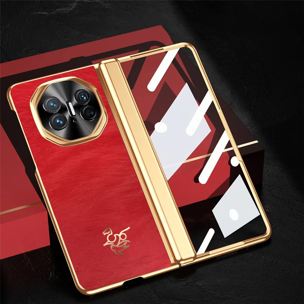 For Huawei Mate X5 Case Horse Pattern Hinge Protection Hard PC Phone Cover with Front Screen Protector - 5