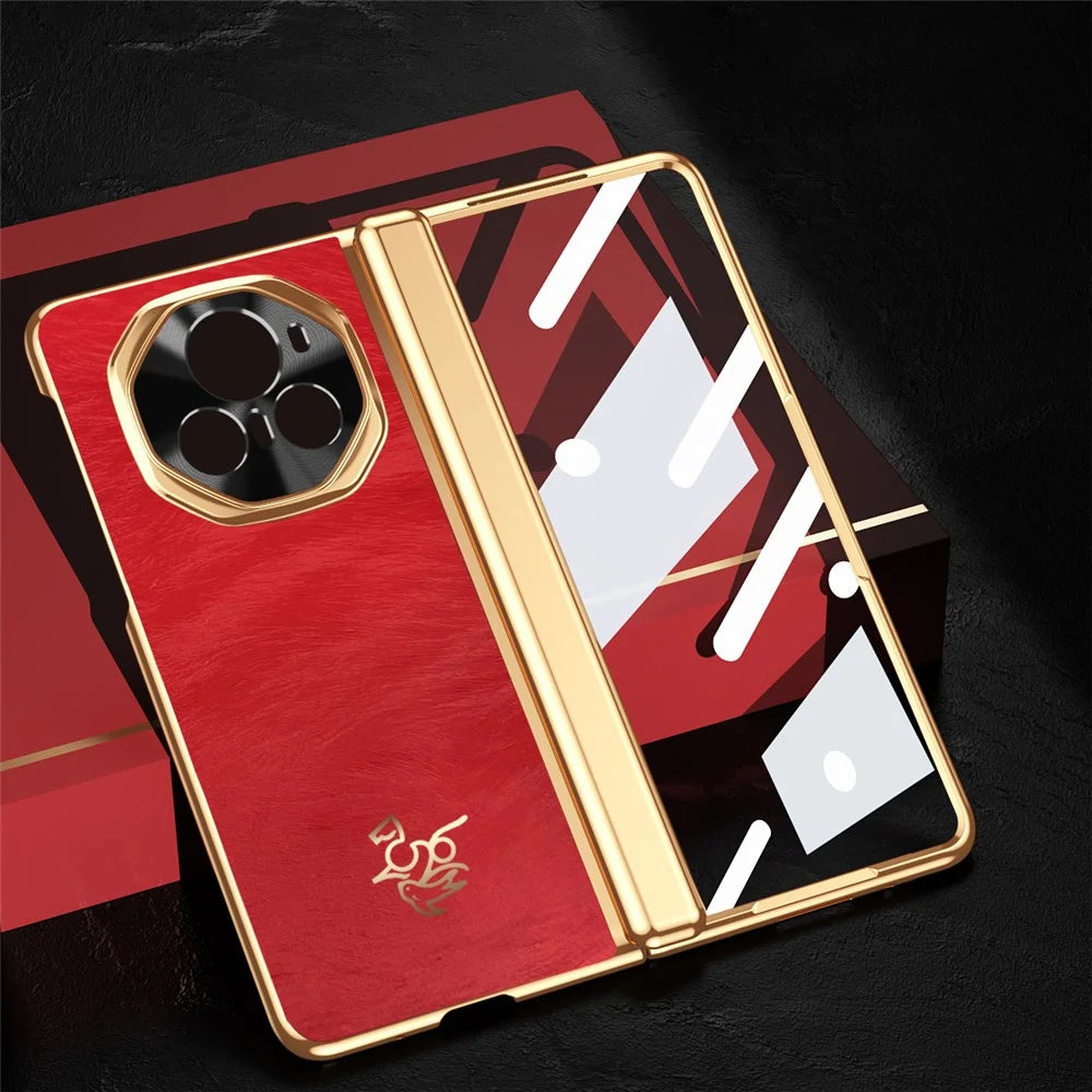 For Honor Magic V3 5G Case Horse Pattern Hinge Protection Hard PC Phone Cover with Front Screen Protector - 5