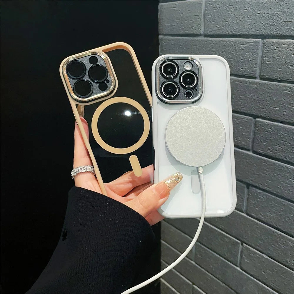 For iPhone 16 Pro Max Hybrid Case Compatible with MagSafe TPU + Acrylic Phone Shell Built-In AI Photo Button - Grey - 2