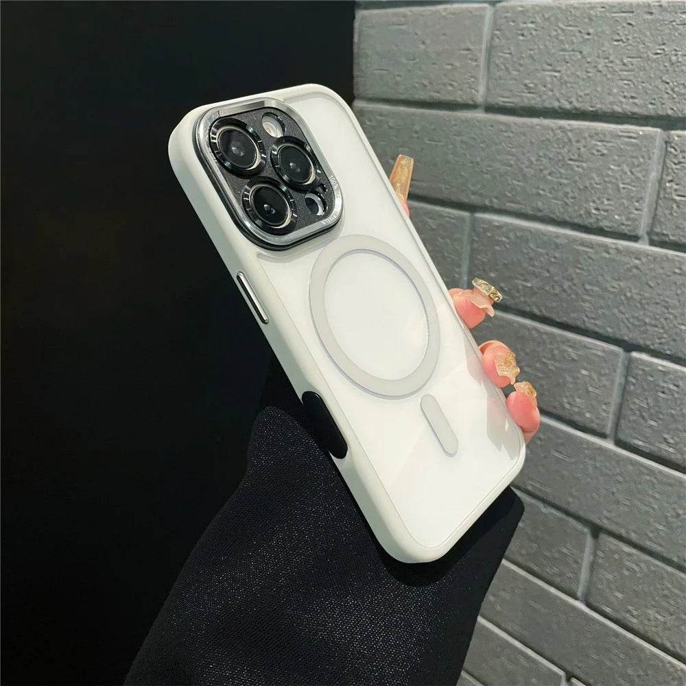 For iPhone 16 Pro Max Hybrid Case Compatible with MagSafe TPU + Acrylic Phone Shell Built-In AI Photo Button - Grey - 3