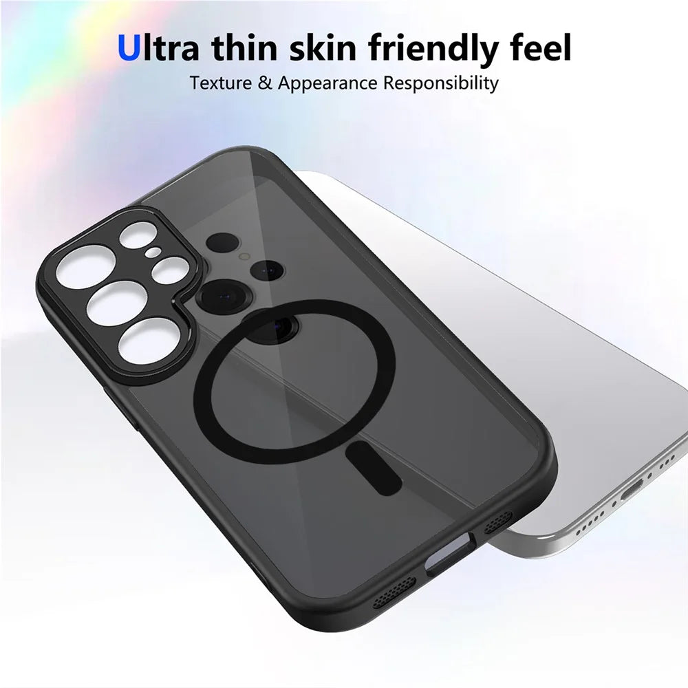 For Samsung Galaxy S25 Ultra Magnetic Case Skin Touch Matte Translucent PC + TPU Anti-Drop Phone Cover - Black - 4