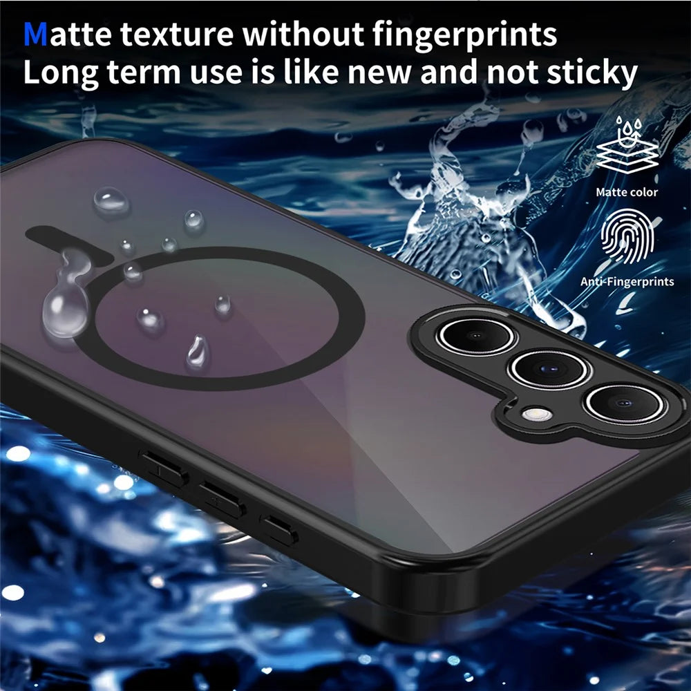 For Samsung Galaxy S25 / S24 Magnetic Case Skin Touch Matte Translucent PC + TPU Anti-Drop Phone Cover - Black - 5