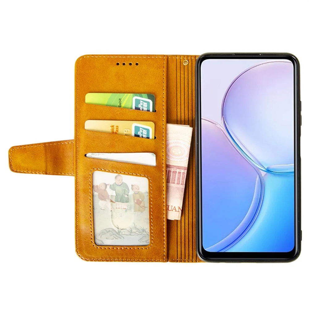 IDEWEI For OnePlus 15 5G Case Leather Wallet Phone Cover Stand Calf Texture - Brown - 2