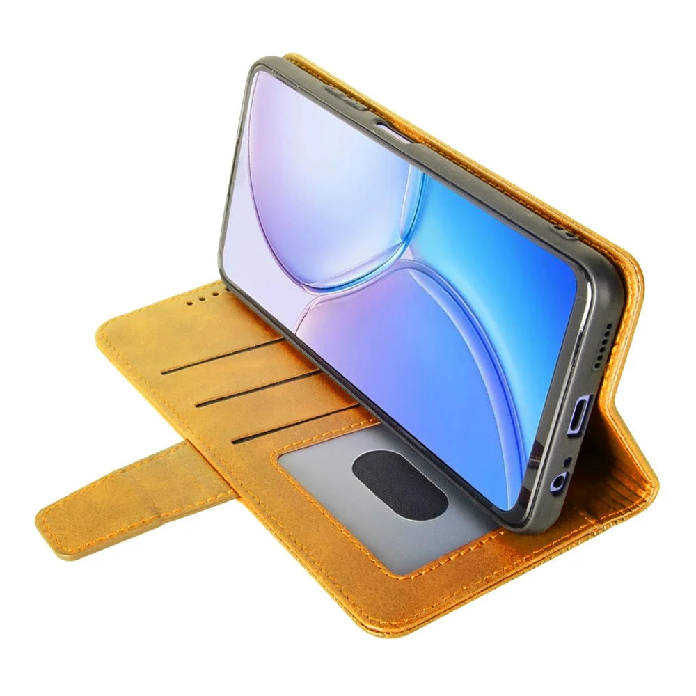 IDEWEI For OnePlus 15 5G Case Leather Wallet Phone Cover Stand Calf Texture - Brown - 3