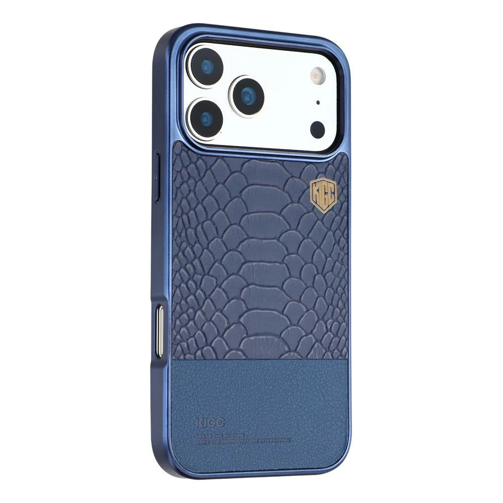 KIGC For iPhone 17 Pro Max Case Compatible with MagSafe Hybrid Phone Cover Crocodile Texture - Blue - 1