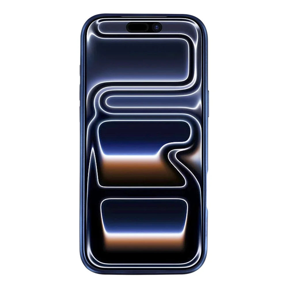 KIGC For iPhone 17 Pro Case Leather + PC + TPU Electroplating Phone Cover with Card Holder - Blue - 2