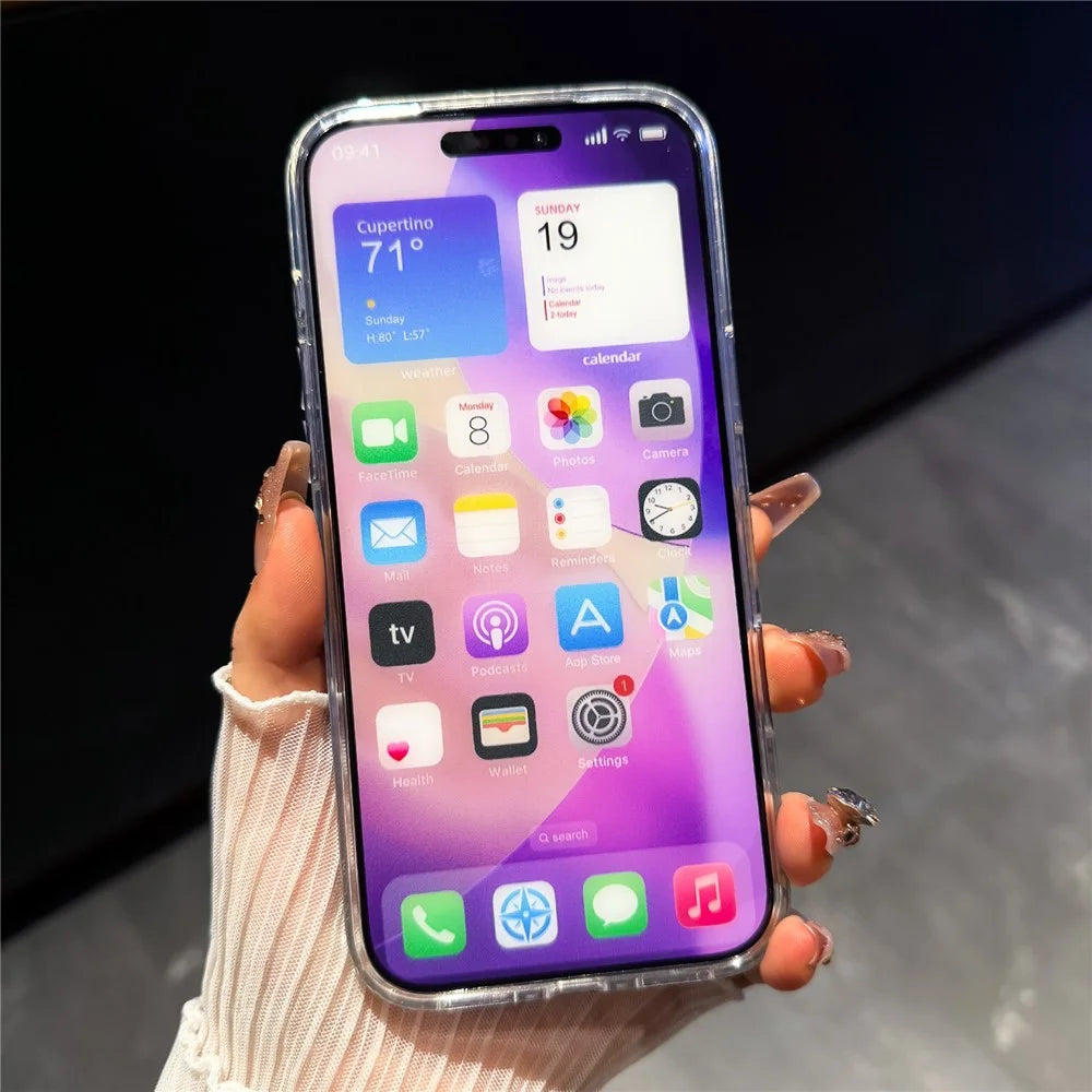 For iPhone 18 Pro Max / 17 Pro Max Compatible with MagSafe Rhinestone Edge Glitter Back TPU + PC IMD Phone Cover - Glitter Transparent - 3