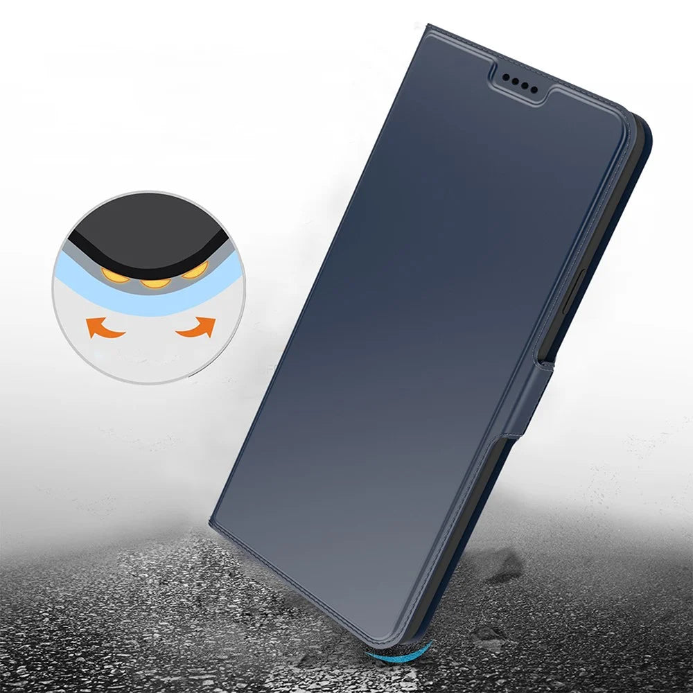 For Samsung Galaxy A37 5G Case Shockproof TPU Inner Shell Leather Phone Cover Card Slot - Blue - 6