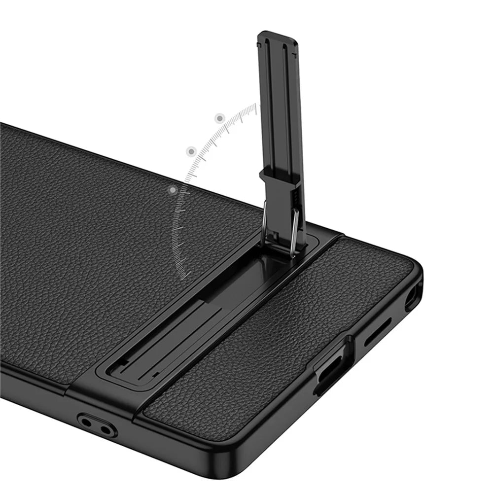 GKK For Samsung Galaxy S26 Ultra Case Slim Kickstand PC + PU Phone Back Cover - Carbon Fiber Texture - 5