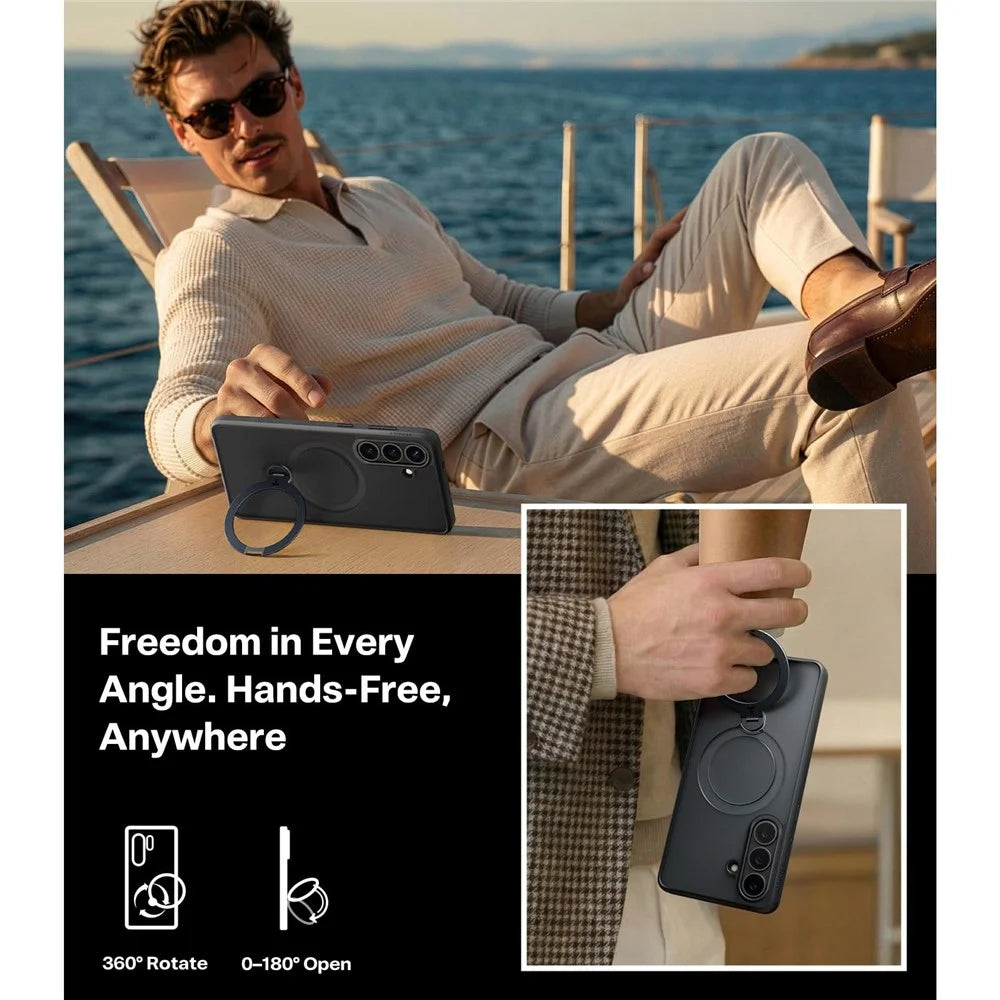 TORRAS Ostand Q3 Spin Series For Samsung Galaxy S26 Case Magnetic Rotating Kickstand PC + TPU Phone Cover - 4