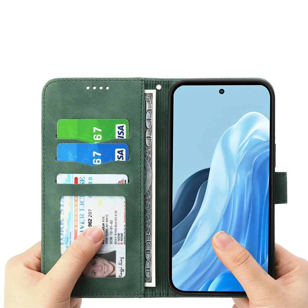 DIERFENG DF-03 For Samsung Galaxy S26+ Case Lines Imprint Wallet Leather Phone Cover with Wrist Strap - Green - 2