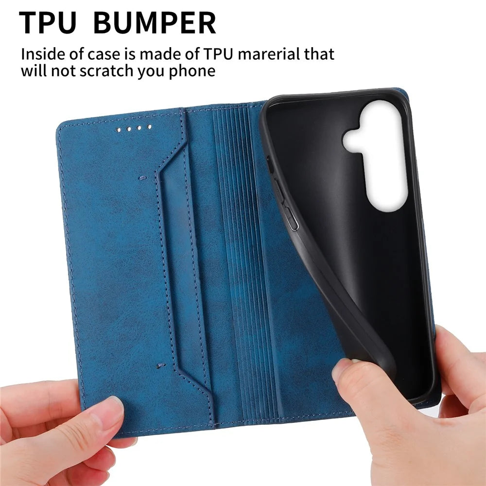 For Samsung Galaxy S26 Wallet Case RFID Blocking PU Leather Phone Cover - Blue - 6