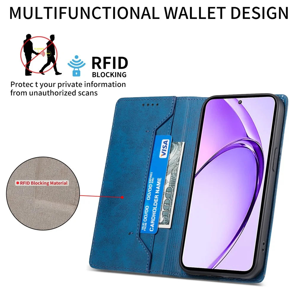 For Samsung Galaxy S26+ Wallet Case RFID Blocking PU Leather Phone Cover - Blue - 3