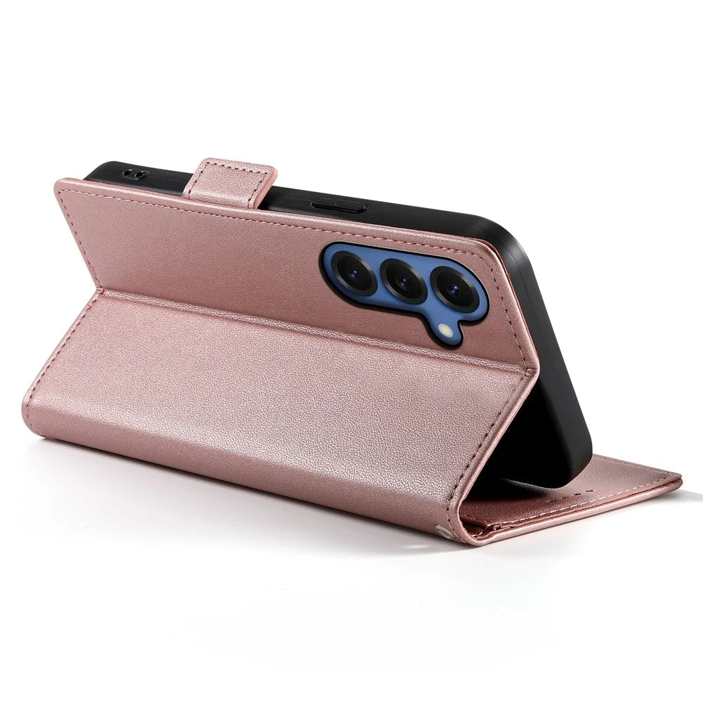 For Samsung Galaxy S26+ Stand Case PU Leather Wallet Phone Cover - Rose Gold - 3