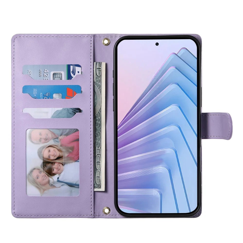 For Samsung Galaxy S26 Ultra Wallet Case Rhombus Stitching Stand Leather Phone Cover with Long / Short Strap - Purple - 4