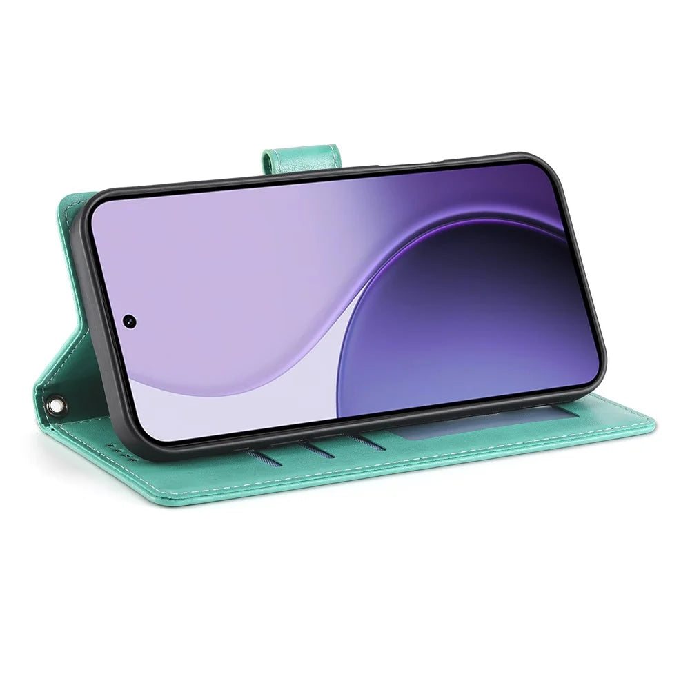 For Samsung Galaxy S26 Ultra Wallet Case Butterfly Floral Imprint PU Leather Phone Cover with Wrist Strap - Green - 3