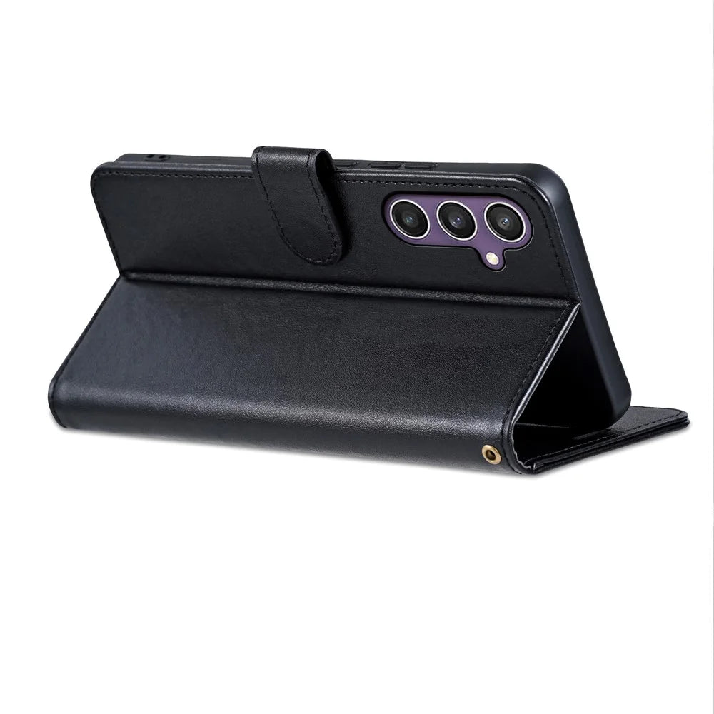 AZNS For Samsung Galaxy A37 5G Case Anti-Scratch PU Leather Stand Wallet Phone Cover - Black - 3