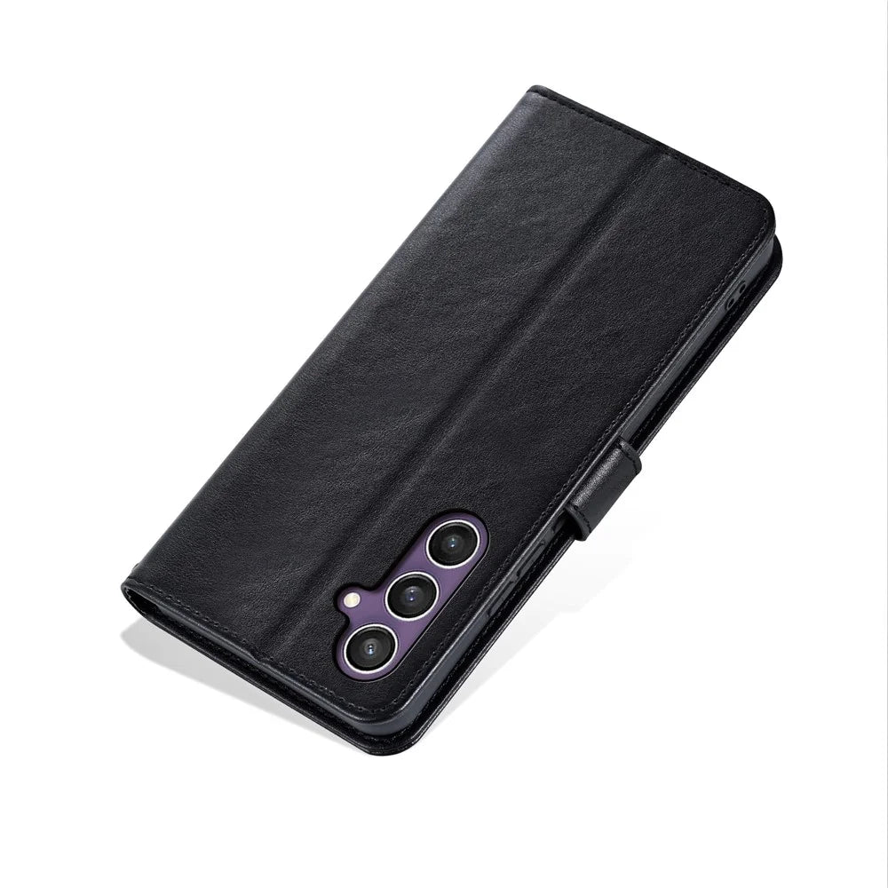 AZNS For Samsung Galaxy S26 Case Anti-Scratch PU Leather Stand Wallet Phone Cover - Black - 6