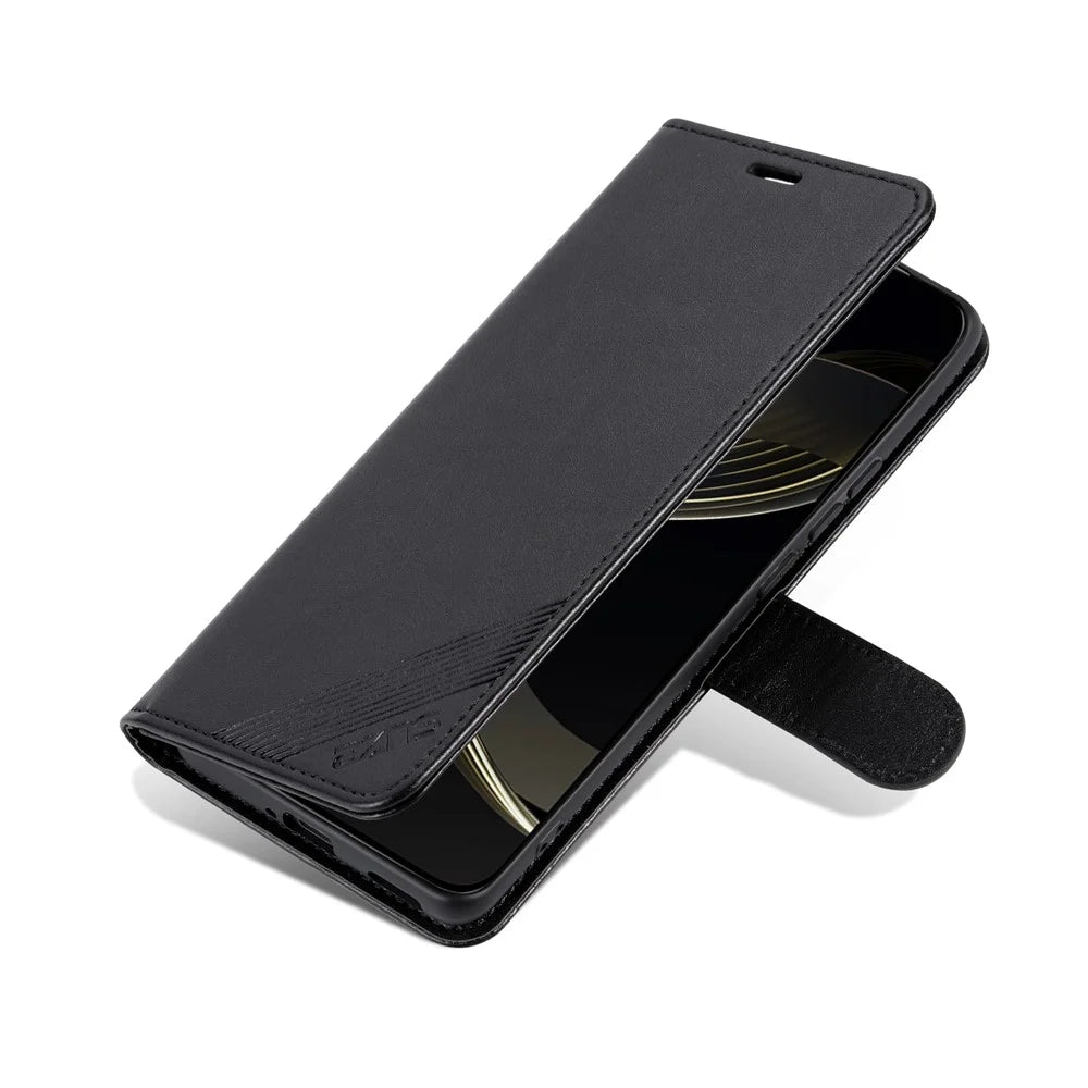 AZNS For Samsung Galaxy S26 Case Anti-Scratch PU Leather Stand Wallet Phone Cover - Black - 7