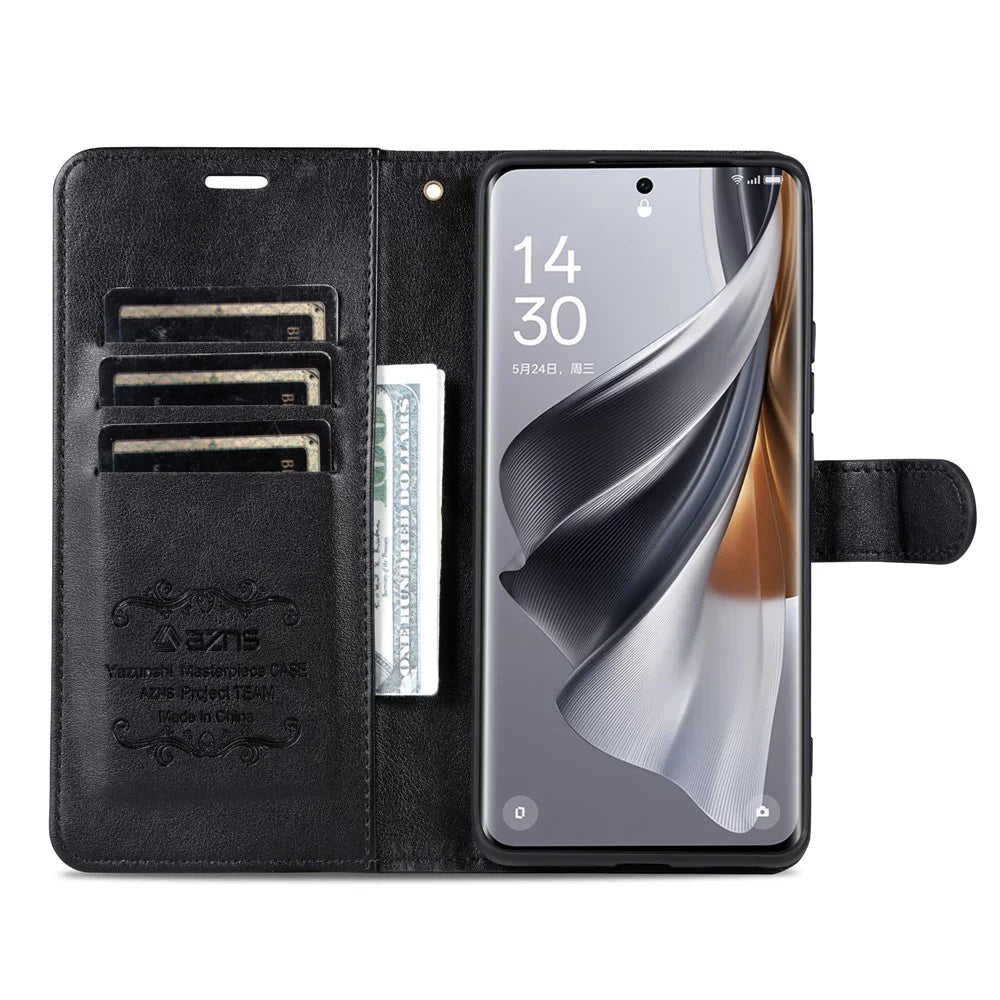 AZNS For Samsung Galaxy S26 Ultra Case Anti-Scratch PU Leather Stand Wallet Phone Cover - Black - 4