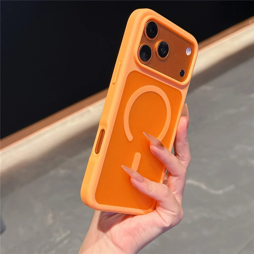 For iPhone 17 Pro Case Compatible with MagSafe 2.0mm Skin-Touch TPU PC Phone Back Cover - Orange - 3