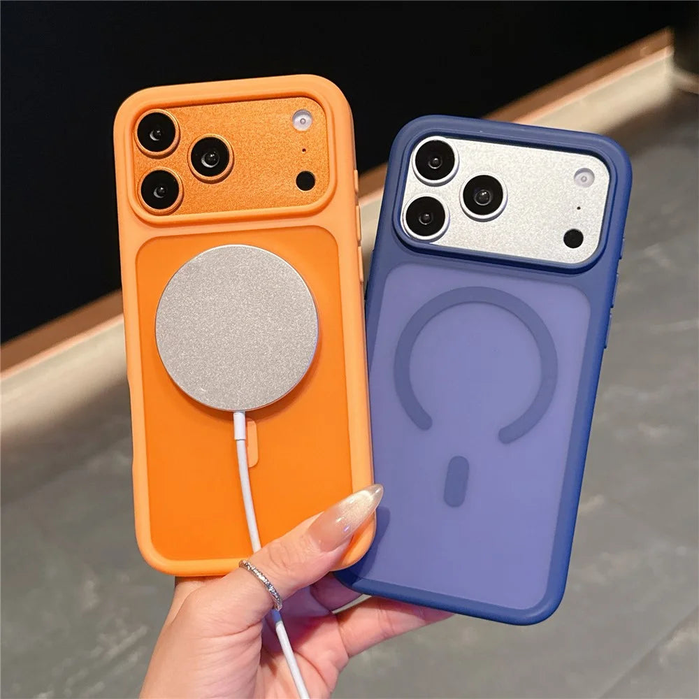 For iPhone 17 Pro Case Compatible with MagSafe 2.0mm Skin-Touch TPU PC Phone Back Cover - Orange - 5