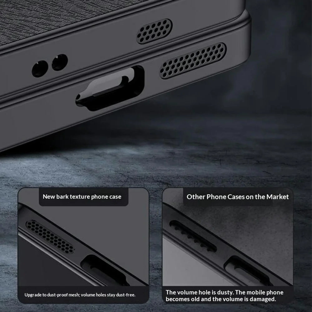 For Samsung Galaxy A57 5G Case Wood Texture PU Leather Coated PC TPU Phone Cover - Black - 2