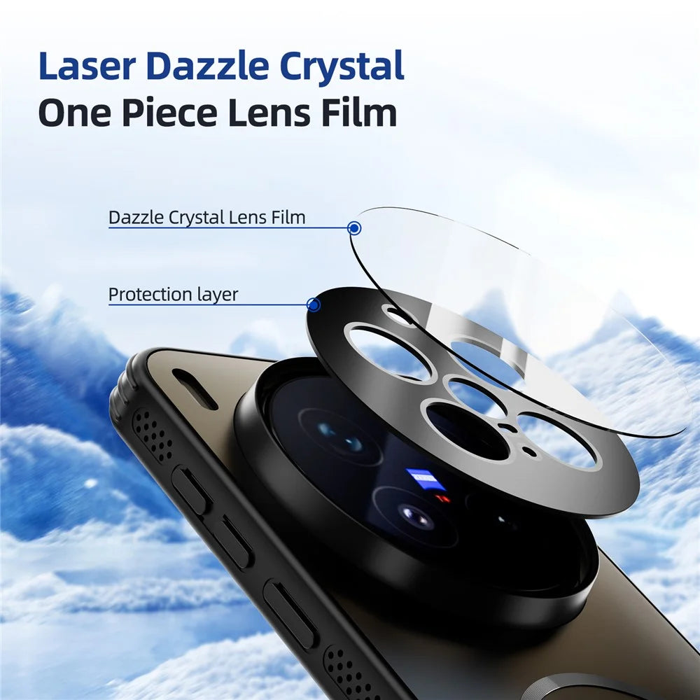 ABEEL For vivo X300 Pro 5G Magnetic Case TPU PC Cooling Matte Phone Back Cover with Lens Film - Black - 6