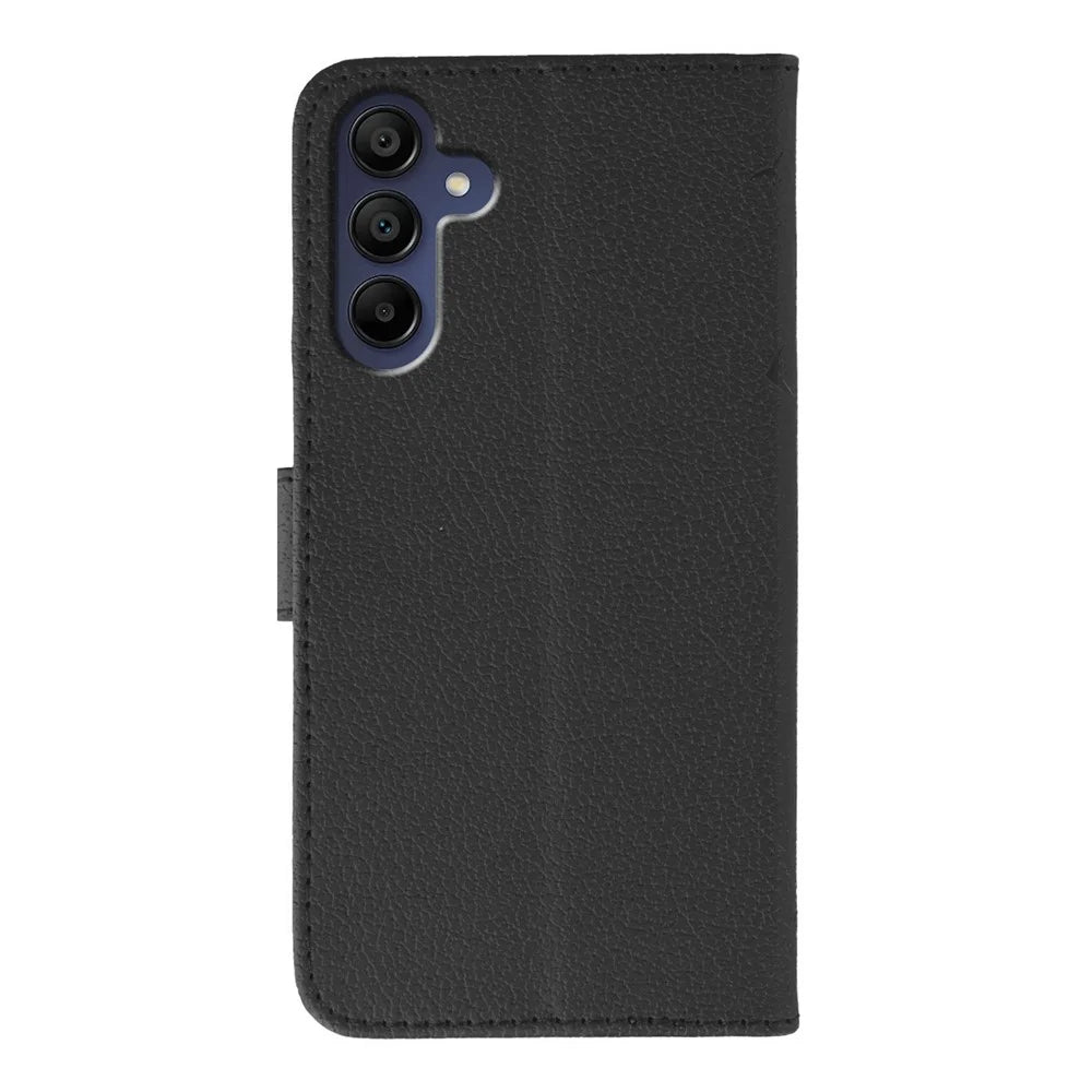 For Samsung Galaxy A27 5G Case Feather Imprint PU Leather Wallet Phone Cover - Black - 5