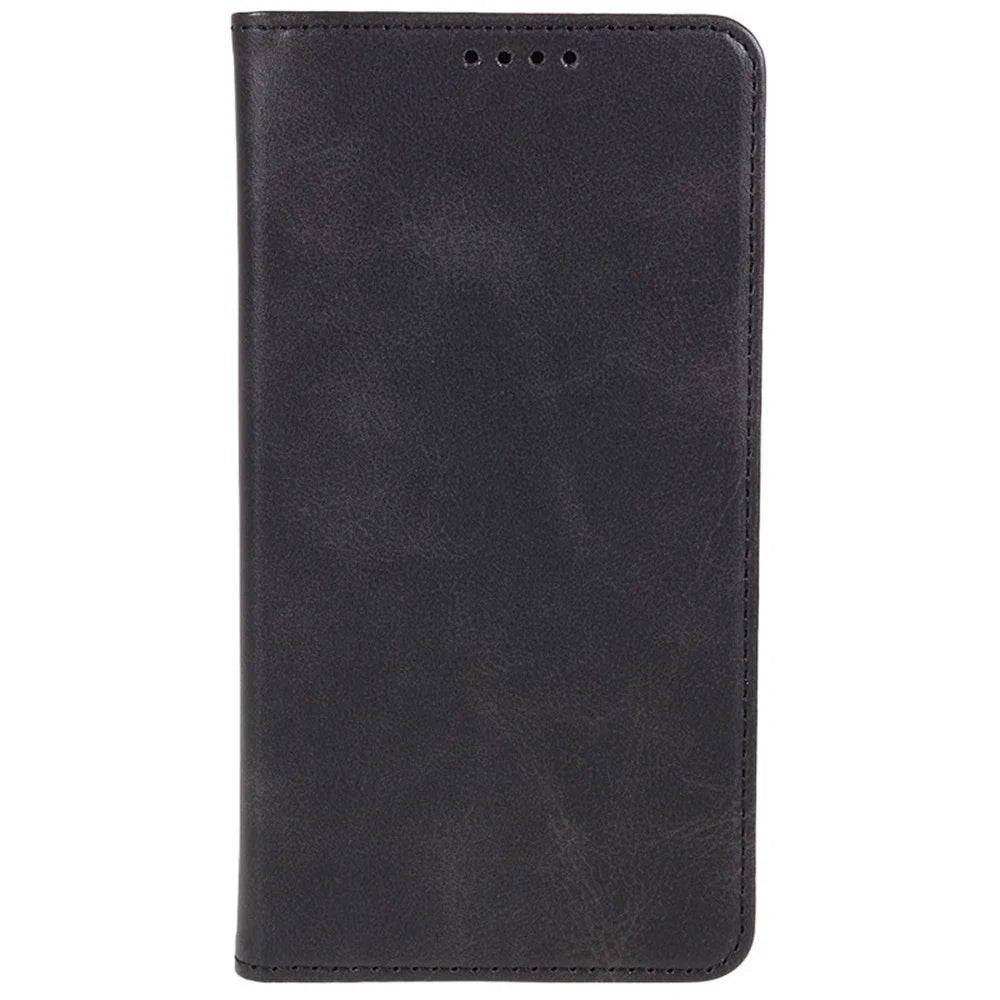 For Samsung Galaxy A57 5G Case Strong Magnetic PU Leather Phone Cover Calf Texture - Black - 6