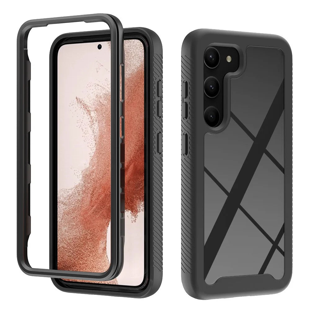 For Samsung Galaxy S23+ Hard Acrylic + PC + Soft TPU Phone Case Drop-proof Clear Back Cover - Black - 1