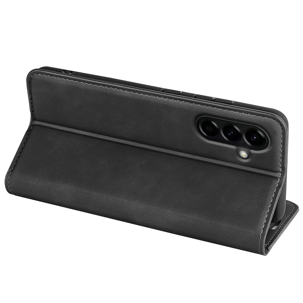 For Samsung Galaxy A57 5G Case Skin Touch Leather Wallet Phone Cover - Black - 4