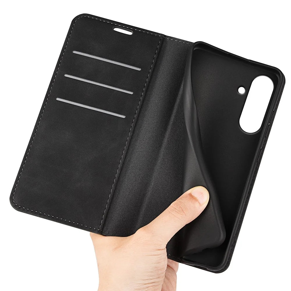 For Samsung Galaxy A57 5G Case Skin Touch Leather Wallet Phone Cover - Black - 5