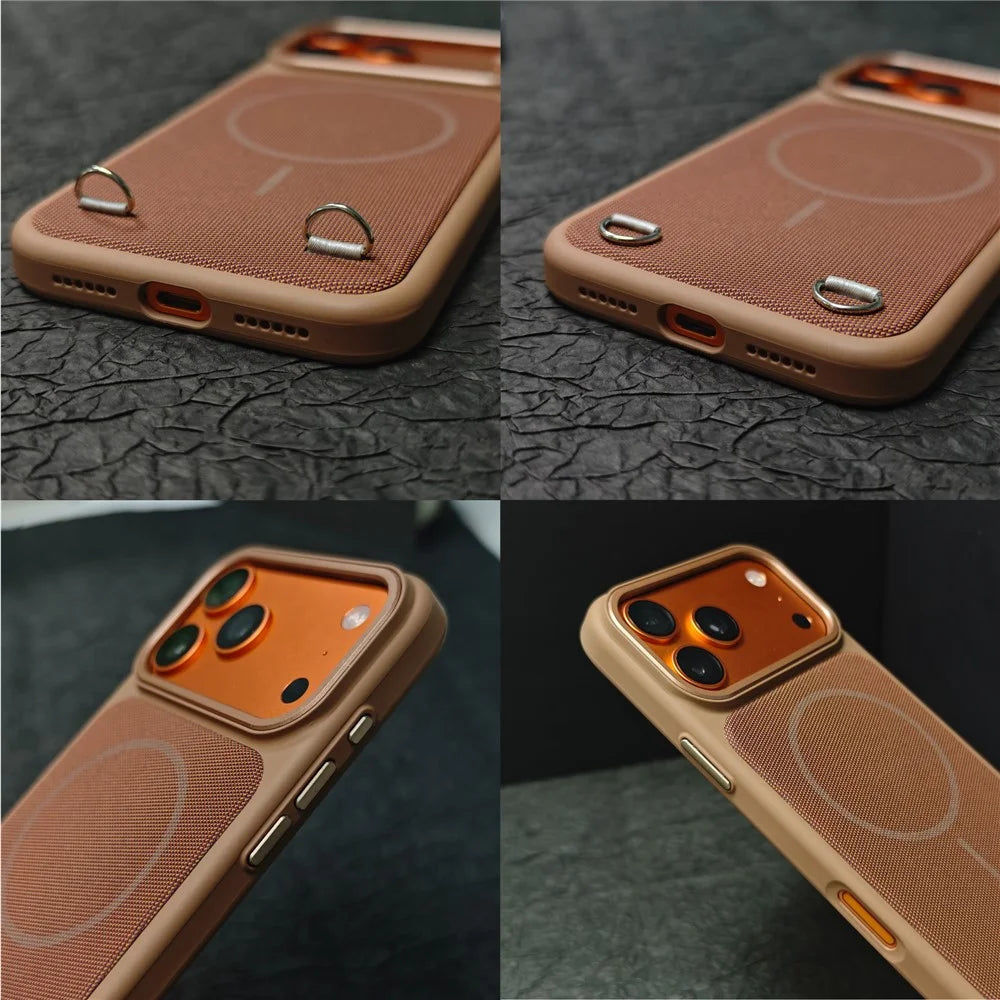 For iPhone 18 Pro Max / 17 Pro Max Case Compatible with MagSafe Skin Touch Synthetic Leather + PC Phone Back Cover with Card Slot - Blue - 7