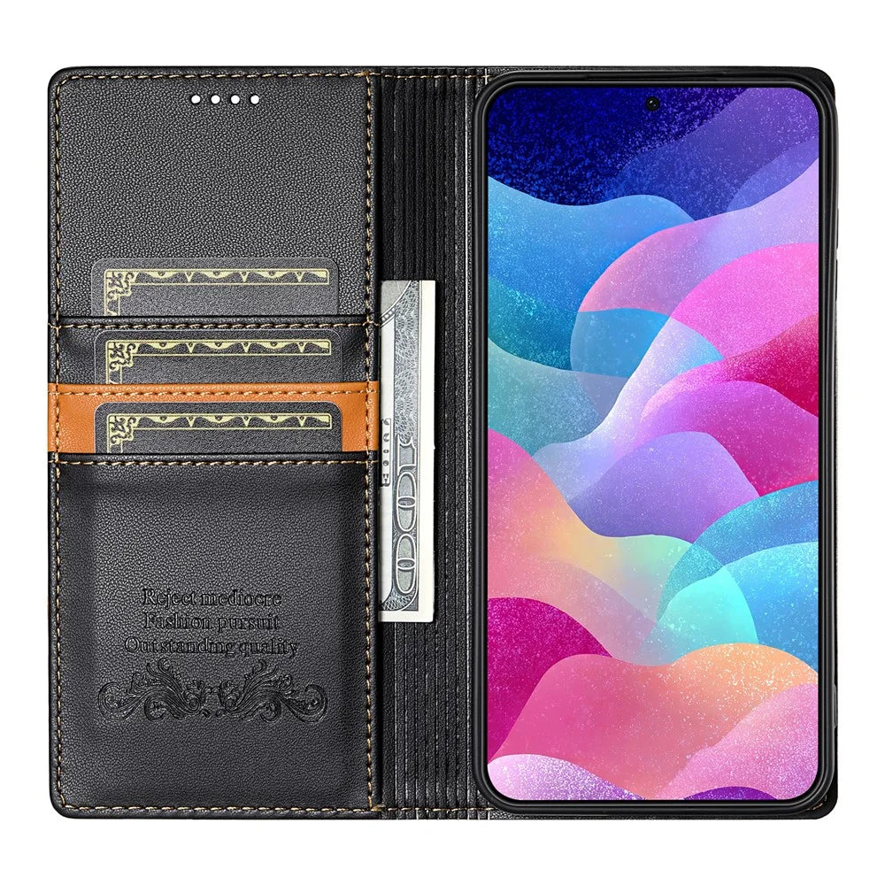 N.BEKUS P3 For Samsung Galaxy A37 5G Case RFID Blocking Wallet Stand PU Leather Flip Phone Cover - Black - 2