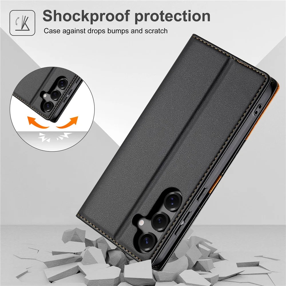N.BEKUS P3 For Samsung Galaxy A37 5G Case RFID Blocking Wallet Stand PU Leather Flip Phone Cover - Black - 6