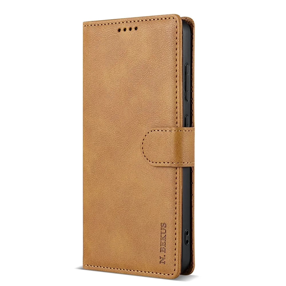 N.BEKUS CSJ-001 For Samsung Galaxy S26 Stand Case PU Leather Wallet Phone Cover - Brown - 6
