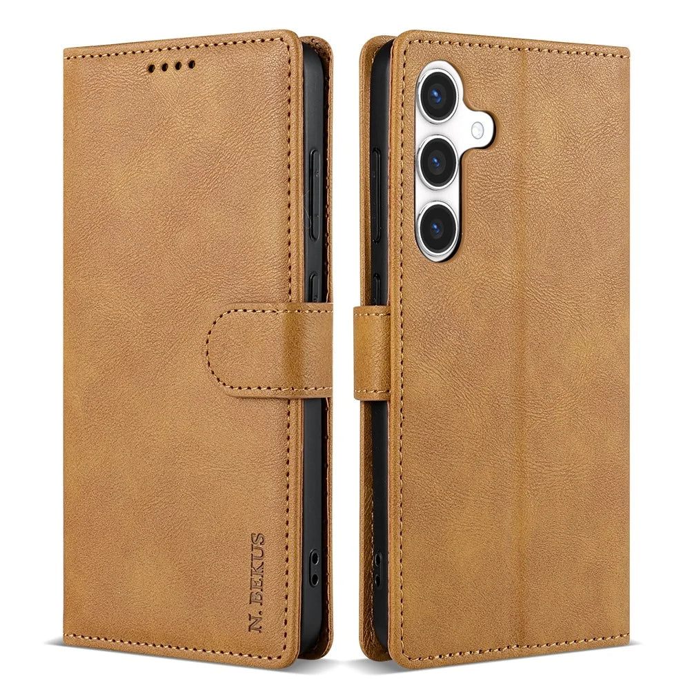 N.BEKUS CSJ-001 For Samsung Galaxy A37 5G Stand Case PU Leather Wallet Phone Cover - Brown - 1