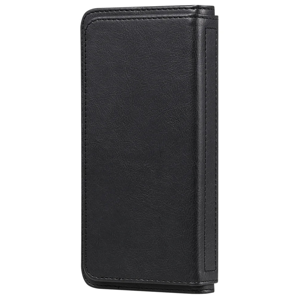 For Samsung Galaxy S26+ Leather Case with 10 Card Holder Phone Cover Stand - Black - 7
