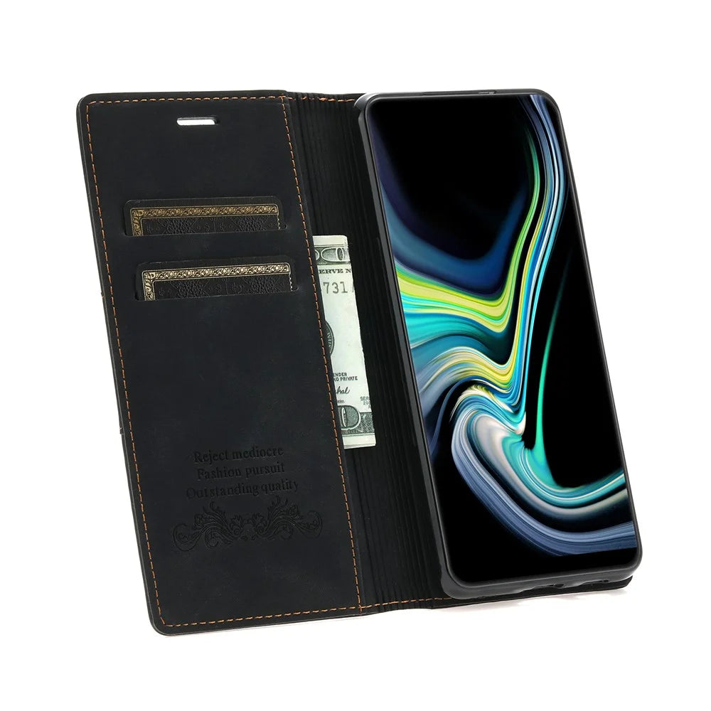 For Samsung Galaxy S26 Ultra Wallet Case Magnetic Closing Leather Phone Cover - Black - 2